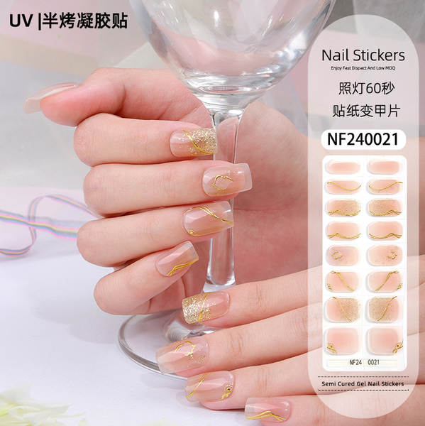 Adesivos de Unha em Gel com Efeito de Ouro