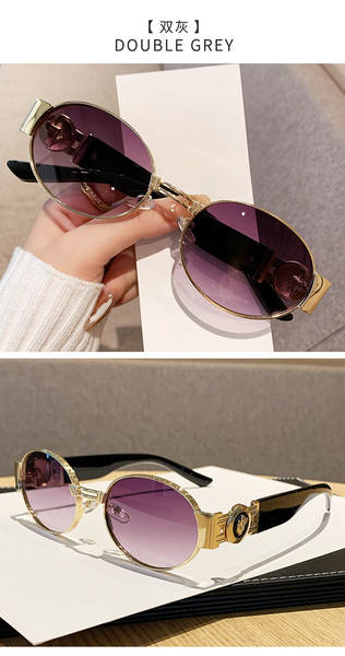 Óculos de sol ovalado fashion 2025 feminino estilo europeu americano ins xiaohongshu óculos escuros metal trendy masculino
