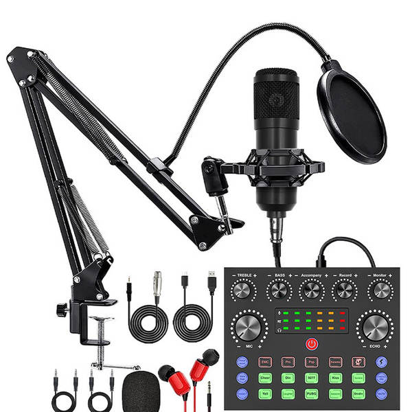 Transfronteiriço V8S Inglês de transmissão ao vivo bm800 pacote de braço pendurado pacote de cartão de telefone celular de transmissão ao vivo podcast completo