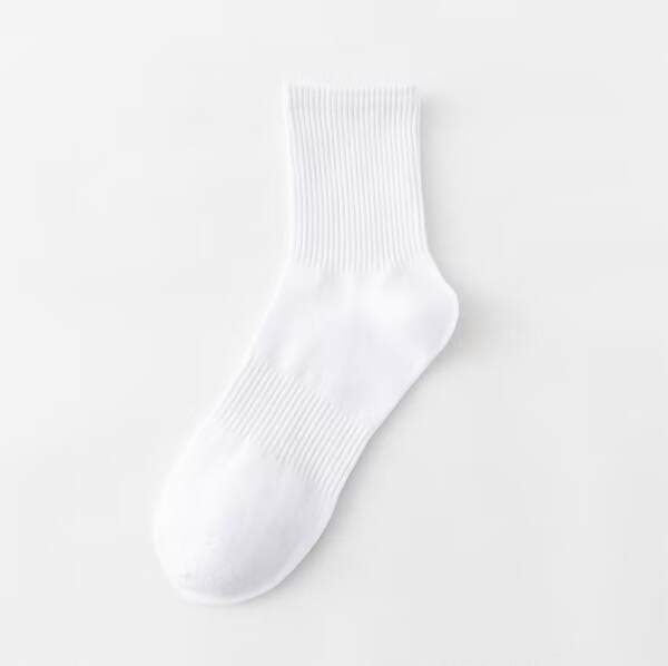 Meia 7A antibacteriana Xinjiang masculina feminina primavera outono preto branco média altura masculina anticheiro esportiva respirável