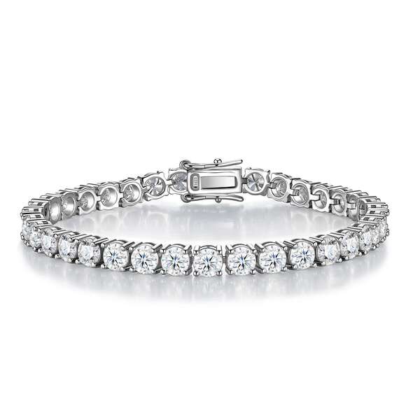 Corrente de Tênis Harém 4 Garras Moissanita S925 Prata Esterlina - Pulseira Unissex em Atacado