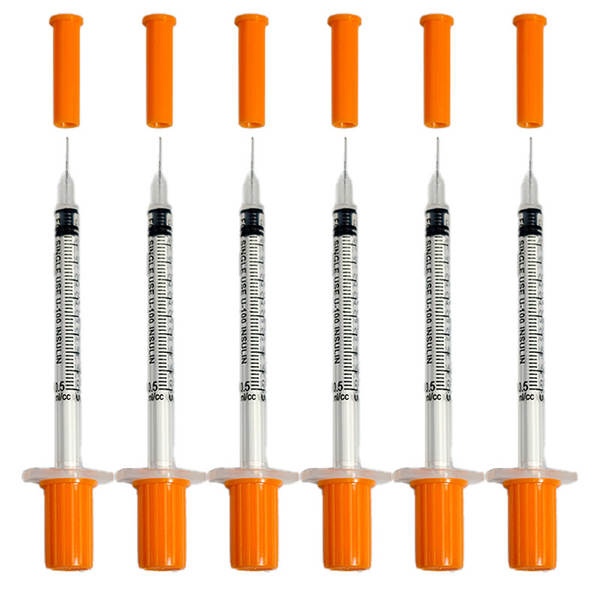 Injector de 0,5 mililitros de plástico para animais com injeção de insulina de uso único por injeção