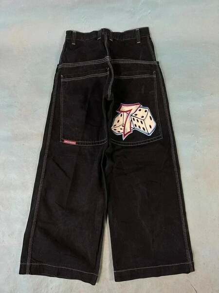 JNCO Y2K Loose jeans masculino padrão hip-hop rua masculino calças largas