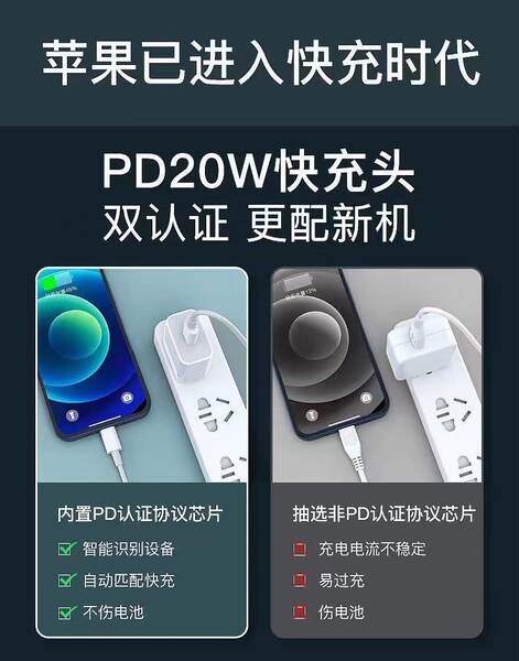 A linha de carregamento rápido PD20w/30w da cabeça de carregamento pd é adequada para o kit de carregamento rápido 9V2.2A da Apple
