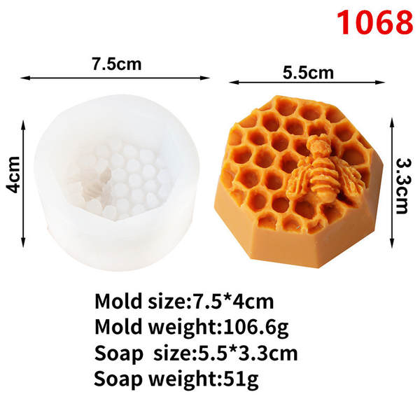moldura de silicone de moldura de abelhas de abelhas DIY molde de sabão de óleo essencial de mão monocromático moagem de pastel de estilo médio