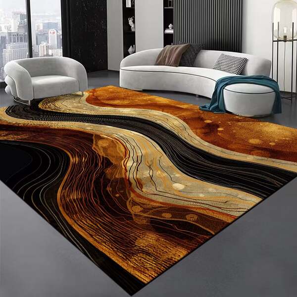Tapete de veludo cristal minimalista para sala, tapete simples com linhas, passadeira para sofá e mesa de chá, tapete para quarto e escritório, absorvente