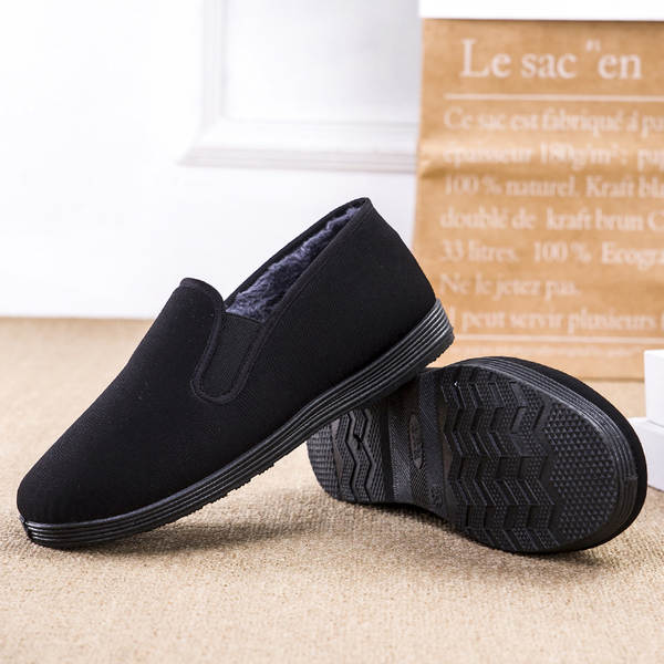 Sapatos de inverno para homens Pequim velhos sapatos de algodão preto de algodão
