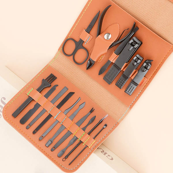 Caixa de couro 7 peças de kit de ferramentas de beleza do fabricante de pacotes de presentes de impressão LOGO faca de unhas de corte de unhas