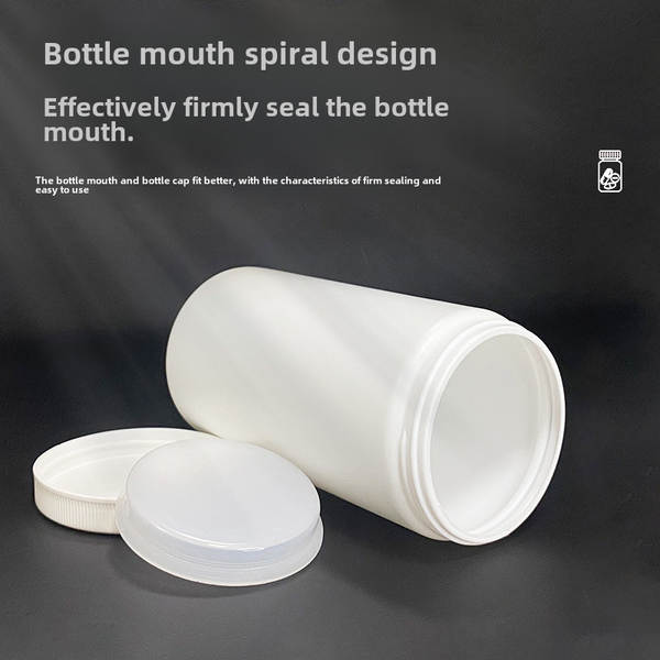 Garrafa larga de grande calibre 700ml/g/ml Capa de espiral Garrafa de plástico Cápsulas de medicamentos Comprimidos em pó Garrafa em branco