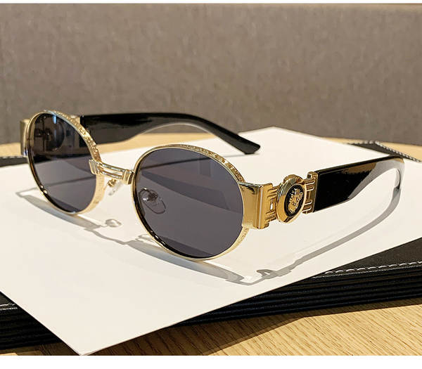 Óculos de sol ovalado fashion 2025 feminino estilo europeu americano ins xiaohongshu óculos escuros metal trendy masculino