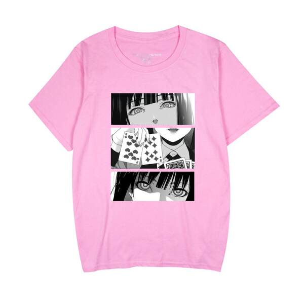 T-Shirt japonês de animação de pôquer com mangas curtas como o papel do original no verão de lazer de alta qualidade japonês