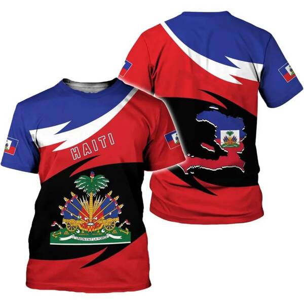 Imagens da bandeira nacional do Haiti 3 impressão digital transfronteiriça novo fabricante de roupas masculinas venda direta de mercadorias de comércio exterior