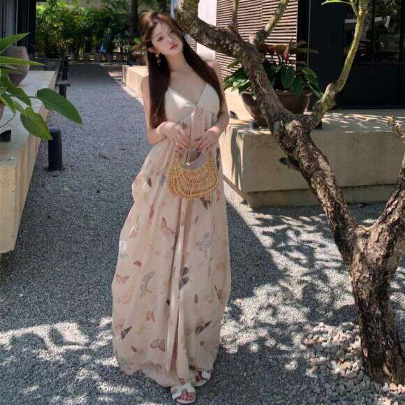 300 kg grande e pequena gordura mm novo estilo chinês de trabalho pesado suspensão de tamanho médio e comprido Jiangnan mousse vestido de verão suspensão feminino