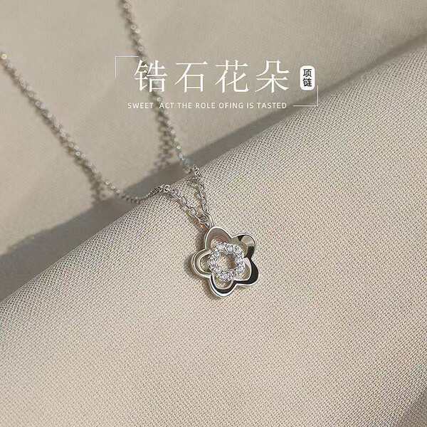 Colar de flor delicado feminino com zircônia, design exclusivo, estilo sensual e etéreo