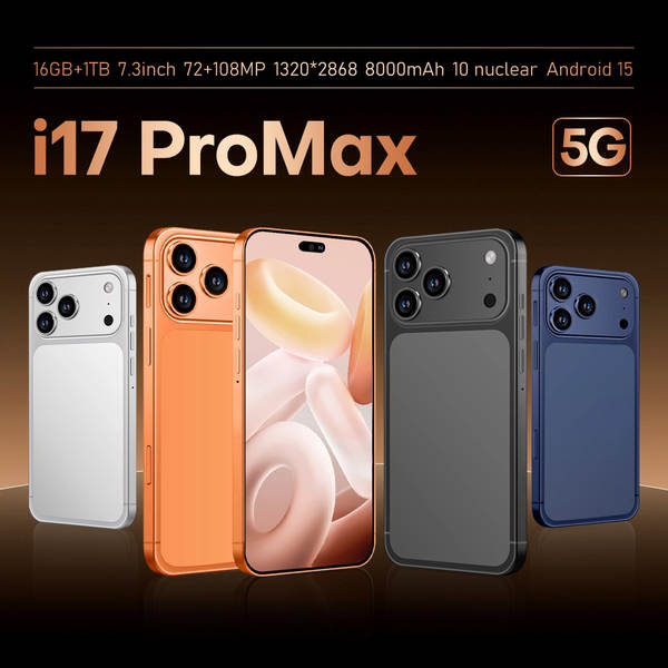 i17Pro Max Telemóvel Transfronteiriço de 7,3 polegadas Grande ecrã 3+64GB Real 4G Android Smartphone 1 para 1