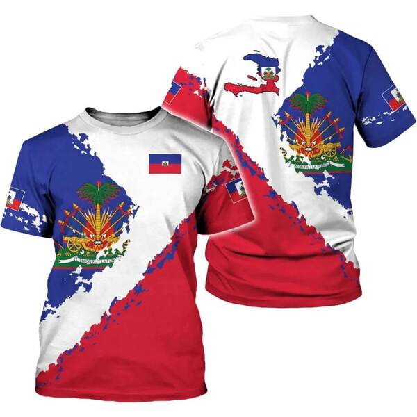 Imagens da bandeira nacional do Haiti 3 impressão digital transfronteiriça novo fabricante de roupas masculinas venda direta de mercadorias de comércio exterior