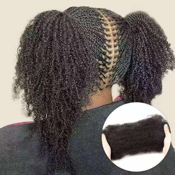 Cabelo solto Afro kinky bulk 16 polegadas, penteado volumoso com mechas rastafári, cabelo humano, acessório de peruca