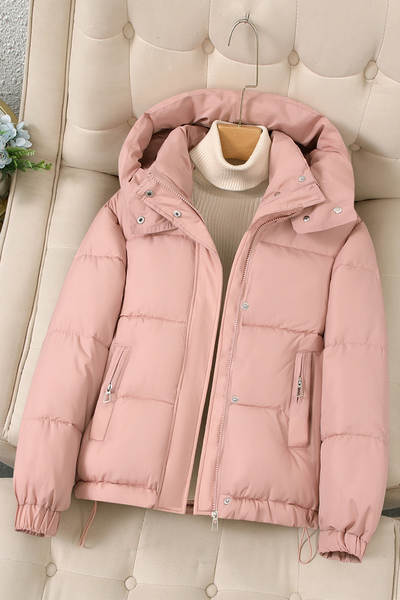 Casaco feminino de inverno com capuz