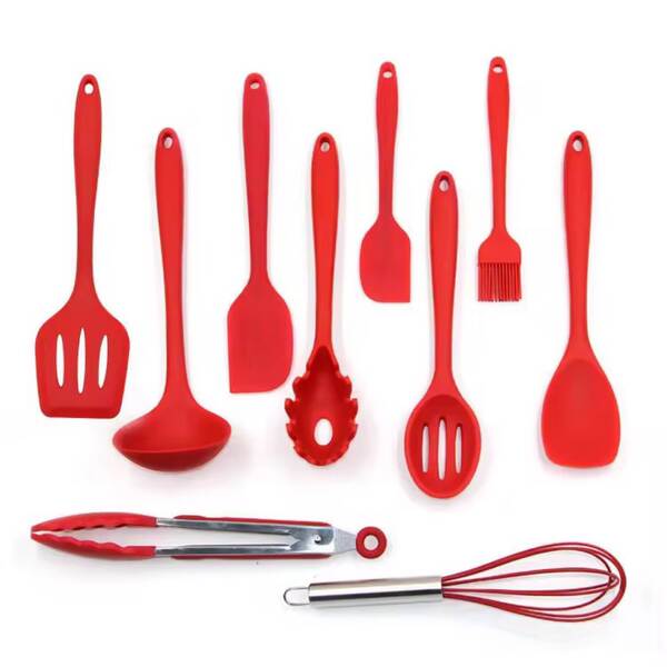 Amazon Silicone Utensílios de Cozinha 10 peças Set de Silicone Não Adesivo Caldeirão Resistente à Alta Calor Caldeirão Utensílios de Cozinha