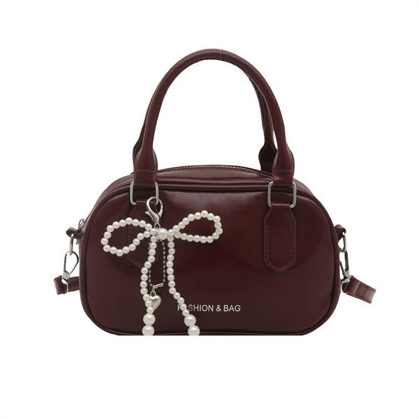 Bolsa tiracolo fashion simples quadrada 2025 verão nova coleção pérola laço borboleta ombro único transversal tendência
