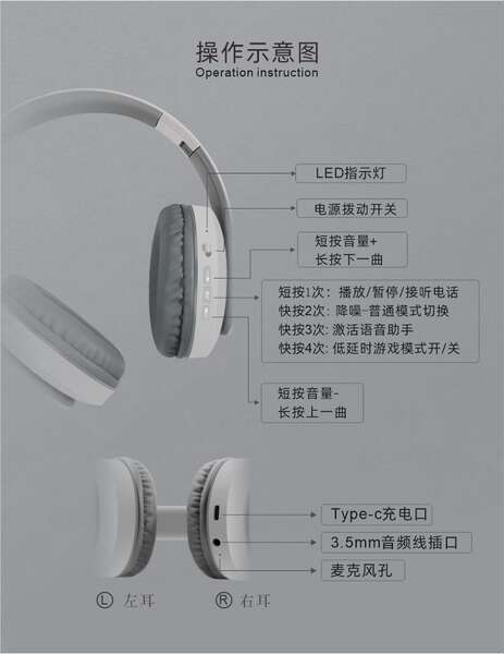fone de ouvido bluetooth sem fio com cancelamento de ruído headset wireless