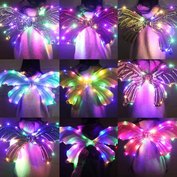 Brinquedos brilhantes de balão com asas de borboleta brinquedos de aniversário de aniversário para crianças arranjos de fotos de decoração