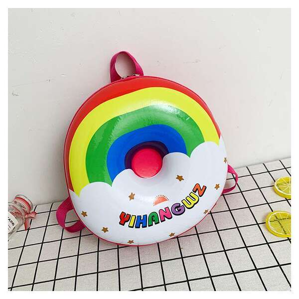 Cartão de criança novo desenho animado doce doce dois ombros mochila jardim de infância menino menina luz arco-íris mochila criativa