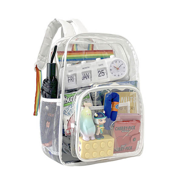 Amazon Transboundary Supply Transparente backpack pvc duplo ombro saco pvc saco grande capacidade saco estudante