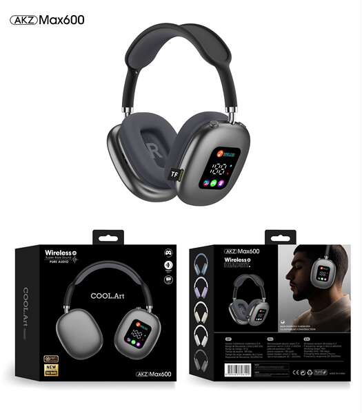 AKZ MAX600 é o novo fone de ouvido sem fio Bluetooth com tela digital RGB