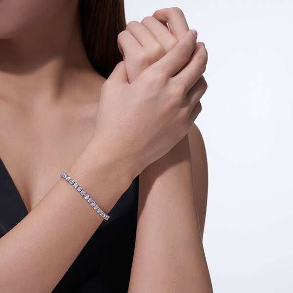 Corrente de Tênis Harém 4 Garras Moissanita S925 Prata Esterlina - Pulseira Unissex em Atacado