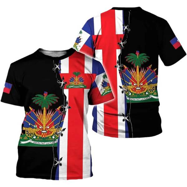 Imagens da bandeira nacional do Haiti 3 impressão digital transfronteiriça novo fabricante de roupas masculinas venda direta de mercadorias de comércio exterior