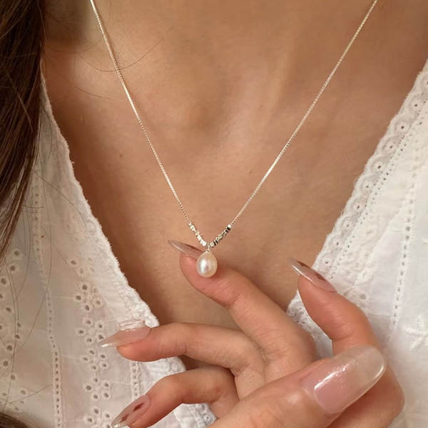 S925 Prata pura de prata quebrada de água doce natural pérola colar colarinho feminino de centenas de peças de luxo de luxo avançado