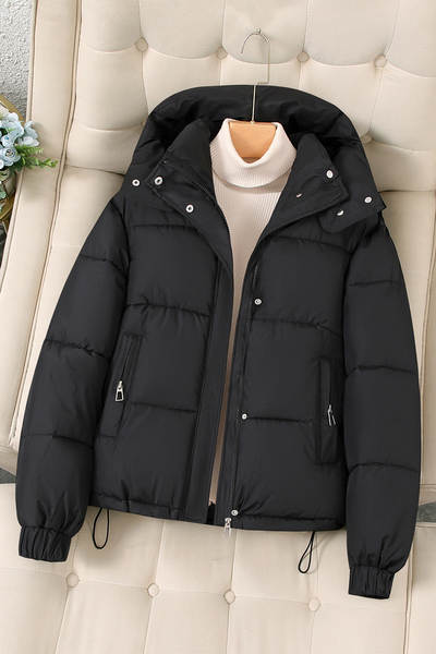 Casaco feminino de inverno com capuz