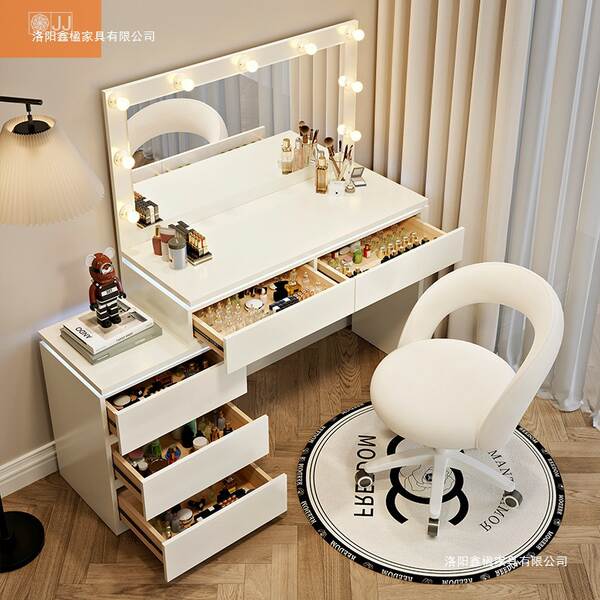 Moderna mesa de maquiagem de quarto de pequeno porte nova mesa de maquiagem de creme de vento inteligente com iluminação do armário único