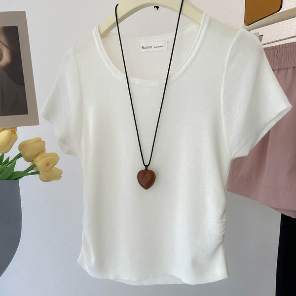 Camiseta feminina de algodão curtinha