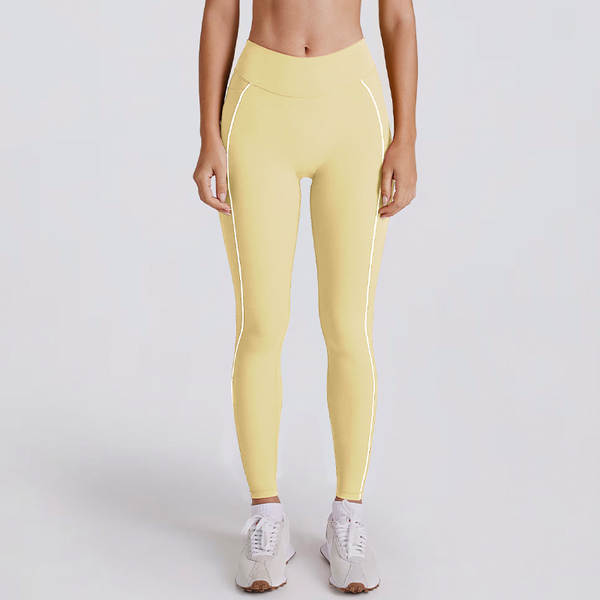 Férias transfronteiriças dois pedaços de cor branca corrida calças de fitness V colar de pescoço esportes roupas íntimas peito yoga roupa de roupa