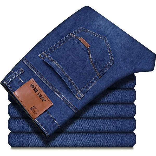 Fabricante de vendas diretas de jeans masculinos de primavera e verão de luxo boa qualidade resiliente negócios de lazer homens jeans calças longas