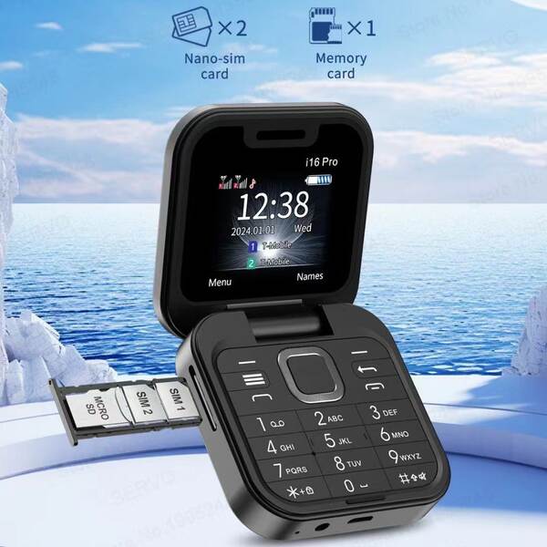 Novo celular transfronteiriço i16 pro duplo cartão para celular não-smartphone duplo celular Bluetooth fold pequeno celular