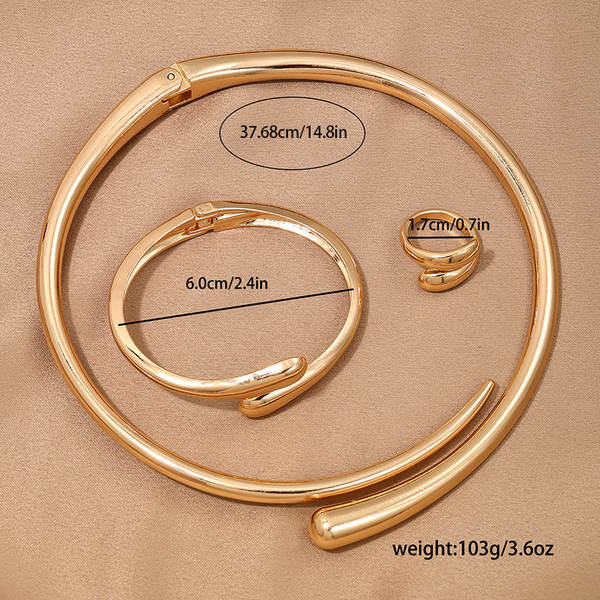 1 conjunto de moda europeia-americana simples metal pesado geométrico de forma de círculo brilhante feminino pulseira anel de joalharia