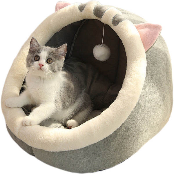 Cama de Gato com Casa de Madeira