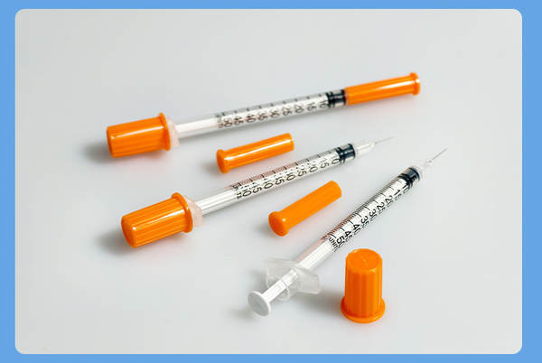 Injector de 0,5 mililitros de plástico para animais com injeção de insulina de uso único por injeção