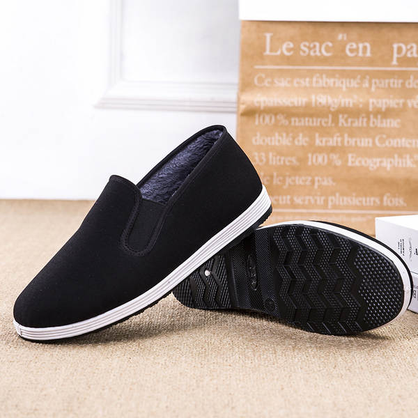 Sapatos de inverno para homens Pequim velhos sapatos de algodão preto de algodão