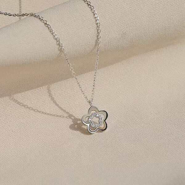 Colar de flor delicado feminino com zircônia, design exclusivo, estilo sensual e etéreo