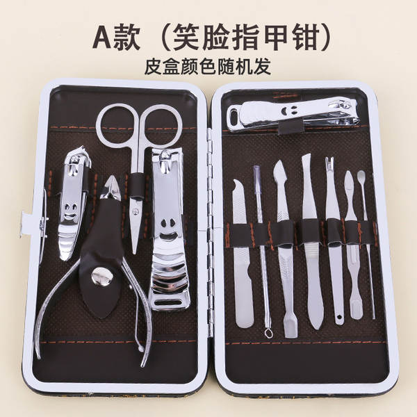 Caixa de couro 7 peças de kit de ferramentas de beleza do fabricante de pacotes de presentes de impressão LOGO faca de unhas de corte de unhas