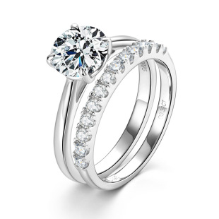 Comércio exterior transfronteiriço atacado luxuoso ovos de pomba 5K diamantes anéis de ovos de pomba mulheres moda superior 925 prata pura