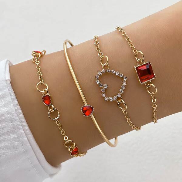 Transfronteiriço europeu-americano de moda verde avó diamante luxuoso luxuoso luxuoso luxuoso luxuoso 4 peças de alta sensibilidade serpente luxuoso metal luxuoso
