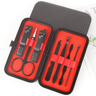 Caixa de couro 7 peças de kit de ferramentas de beleza do fabricante de pacotes de presentes de impressão LOGO faca de unhas de corte de unhas