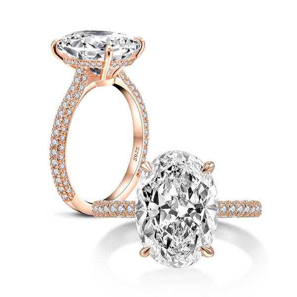 Comércio exterior transfronteiriço atacado luxuoso ovos de pomba 5K diamantes anéis de ovos de pomba mulheres moda superior 925 prata pura