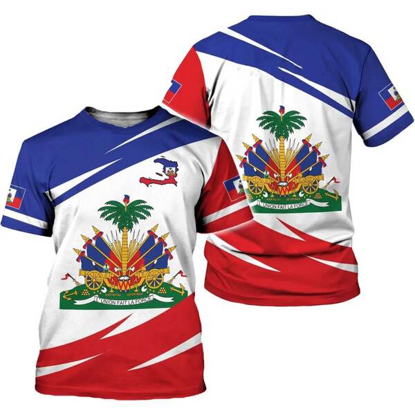 Imagens da bandeira nacional do Haiti 3 impressão digital transfronteiriça novo fabricante de roupas masculinas venda direta de mercadorias de comércio exterior