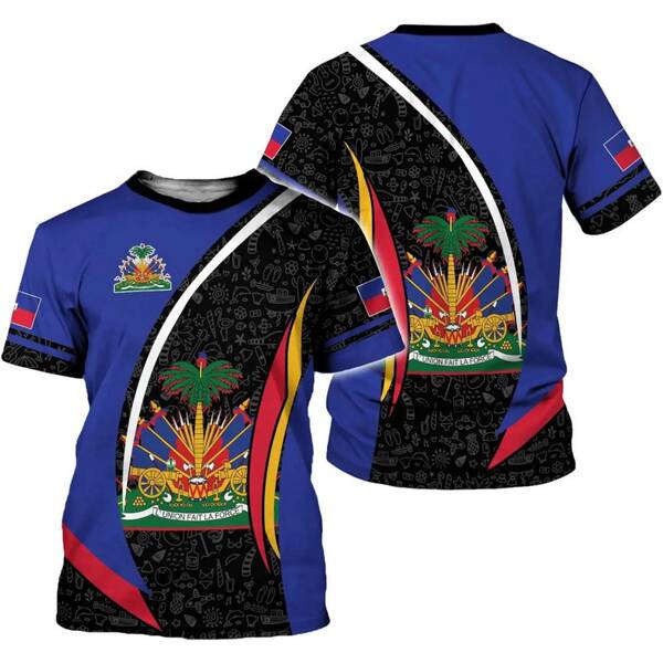 Imagens da bandeira nacional do Haiti 3 impressão digital transfronteiriça novo fabricante de roupas masculinas venda direta de mercadorias de comércio exterior